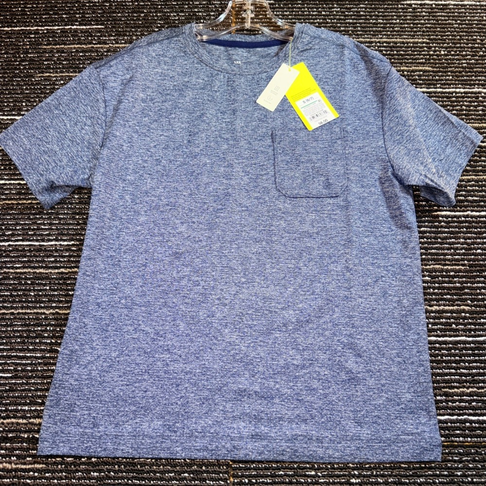 All In Motion Pocket T-Shirt Kid S (6/7) NEW 2-Pack Heathered Blue & Navy